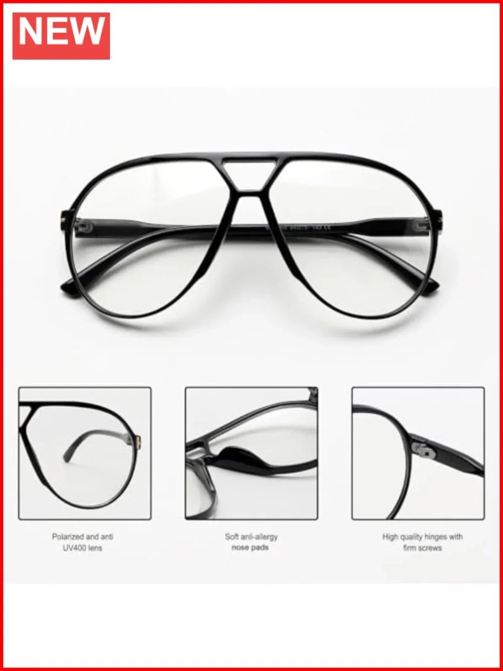 Retro Aviator Sunglasses Oversized Classic Square Tangle Free Unisex